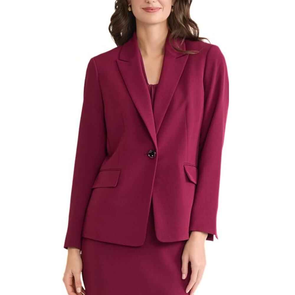 Kasper One-Button Peak Lapel Blazer in Shiraz Magenta Pink Blazer Jacket Size 8